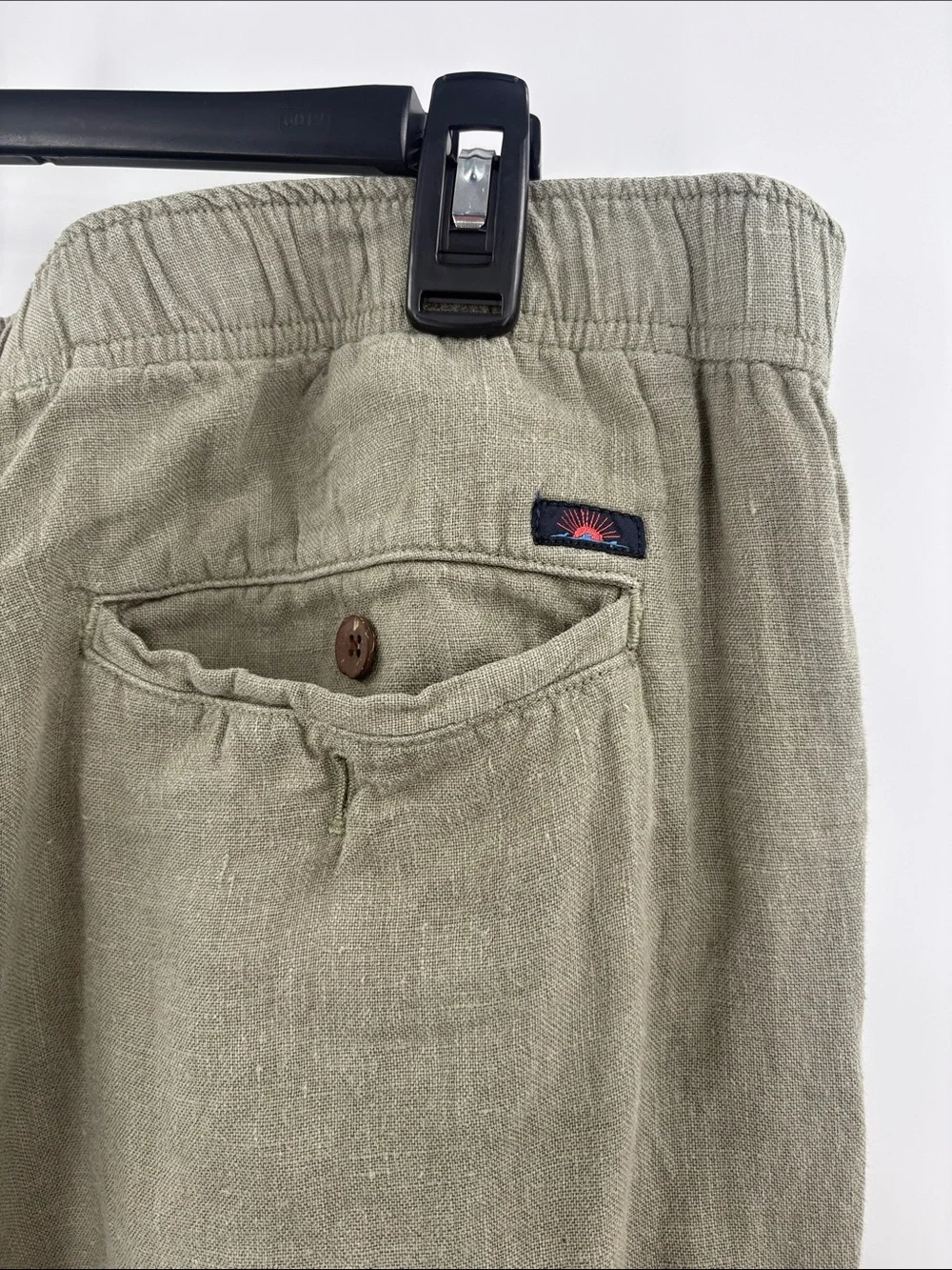 Faherty 100% Linen Olive Drawstring 4 Pocket Pants Size XXL